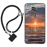 Sunrive Funda Compatible con ASUS Zenfone Go ZB551KL,Slim Fit Gel Mate Carcasa Case Bumper de Impactos y Anti-Araazos Espalda Cover (Mar,Sol,Gaviotas)+1 X Correa Universal