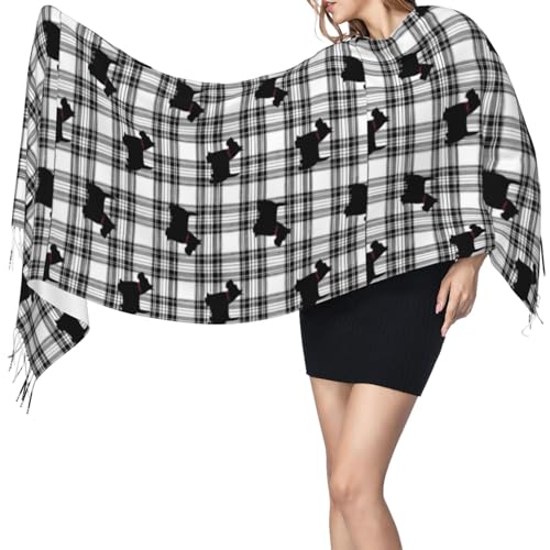 Scottish Terrier Plaid Scotty Dog Pashmina Shawl Scarf Women'S Dress Shawl Wrap Scarf 77" X 27"3