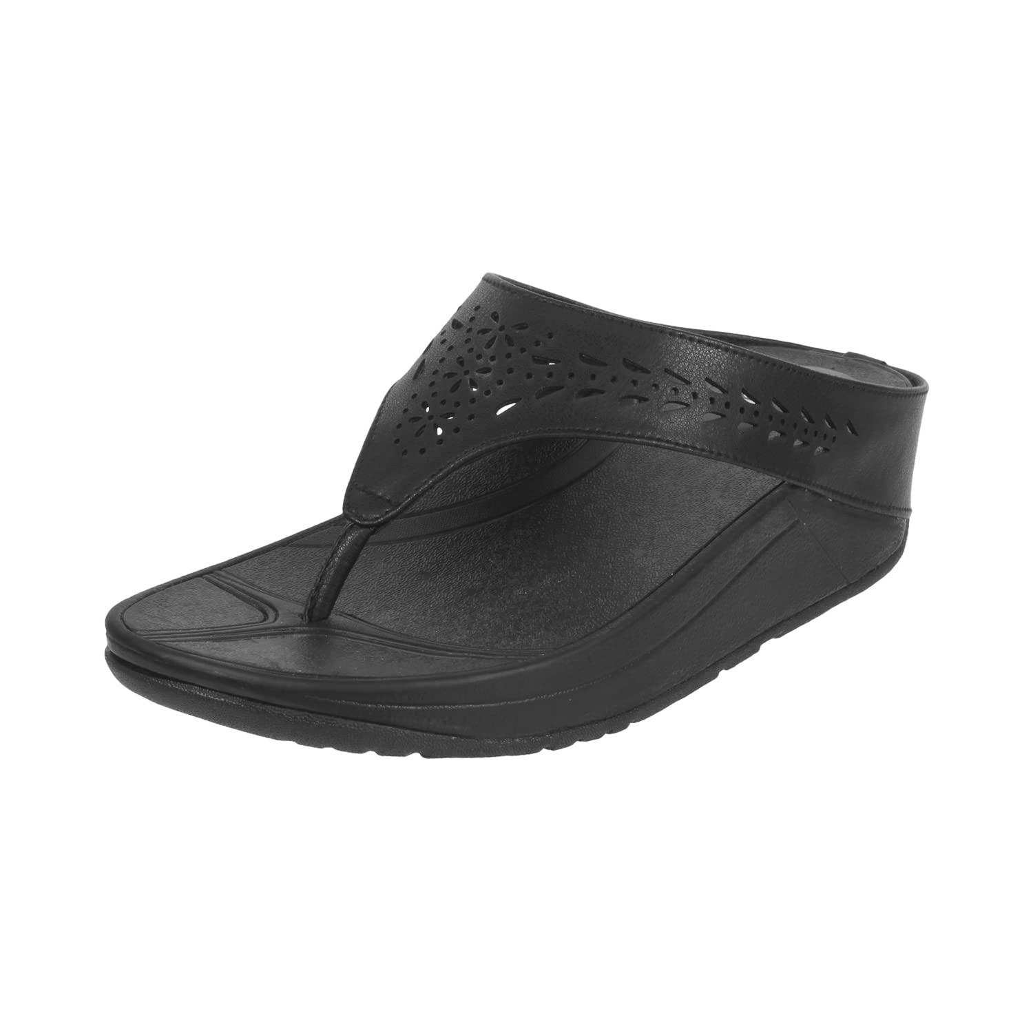 Mochi Womens Black Comfy Faux Leather Cutout Flat Casual Fashion Slipper UK/8 EU/41 (32-24) (B0BM7WSTFP) Amazon Price History, Amazon Price Tracker