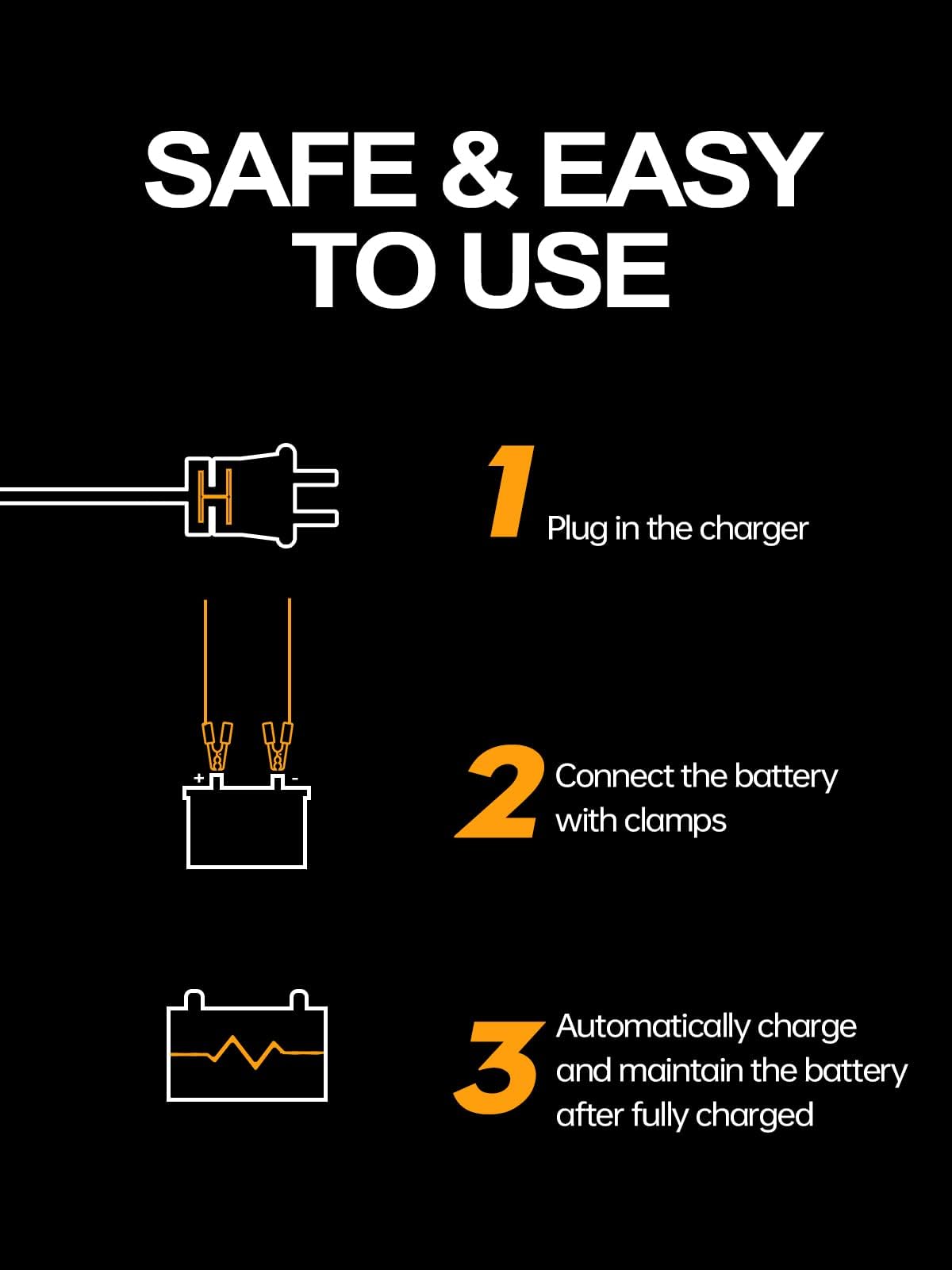 Caricabatteria automatico per auto – 12 V 0-5 A regolabile Smart Trickle Charger con riparazione della batteria, desolfazione automatica, funzioni di compensazione della temperatura, adatto per AGM