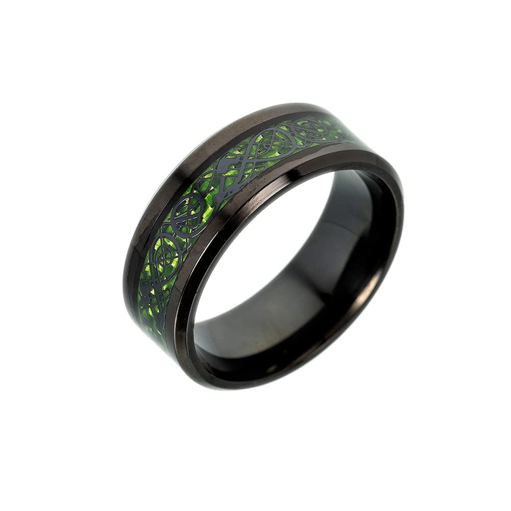 HIJONES Unisex Carbide Fiber Celtic Dragon Spinner Ring Wedding Spins Band