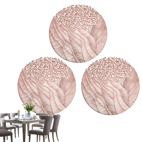 Salvamanteles redondos, 39,9 x 39,9 cm, posavasos y jarrón lavables 3 unidades, salvamanteles para mesa de comedor – para exterior, hotel, casa, restaurante, inauguración, casa, bodas, reuniones