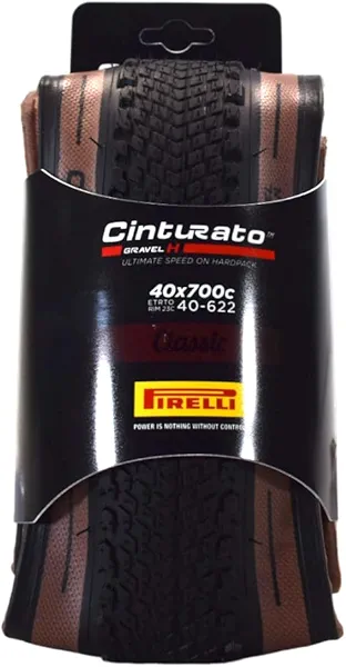 Pirelli Cinturato Gravel H Classic 340-622 (700 x 40c) Gravel Bike Tire (Classic Tan) Designed for Compact Terrain - SpeedGRIP Compound for Superior Grip in All Weather (1 Tire)