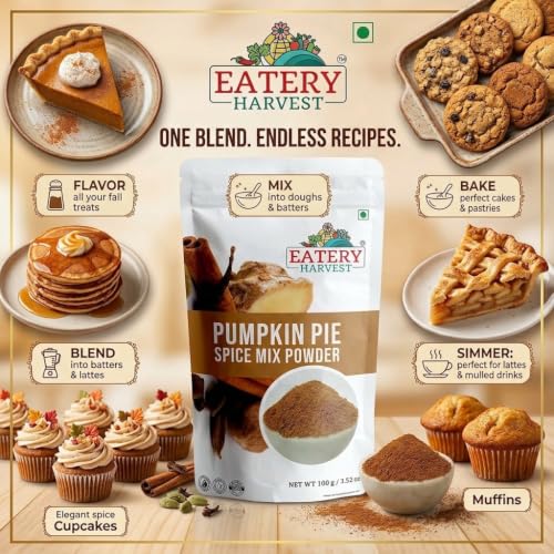 Image of EATERY HARVEST by Saipro Pumpkin Pie Spice Powder 100 Gm, Diabetic friendly For Classic Pumpkin Pie latte, Apple Pie Spice | Cookies| Beverages| Lattes|Smoothies| Hot Chocolates All Natural, No added Sugar