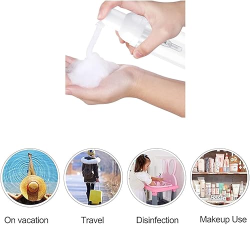 Miniatura 5 de Paquete de 3 botellas con bomba de espuma, dispensador de jabón líquido de plástico vacío transparente, contenedor de embalaje de maquillaje