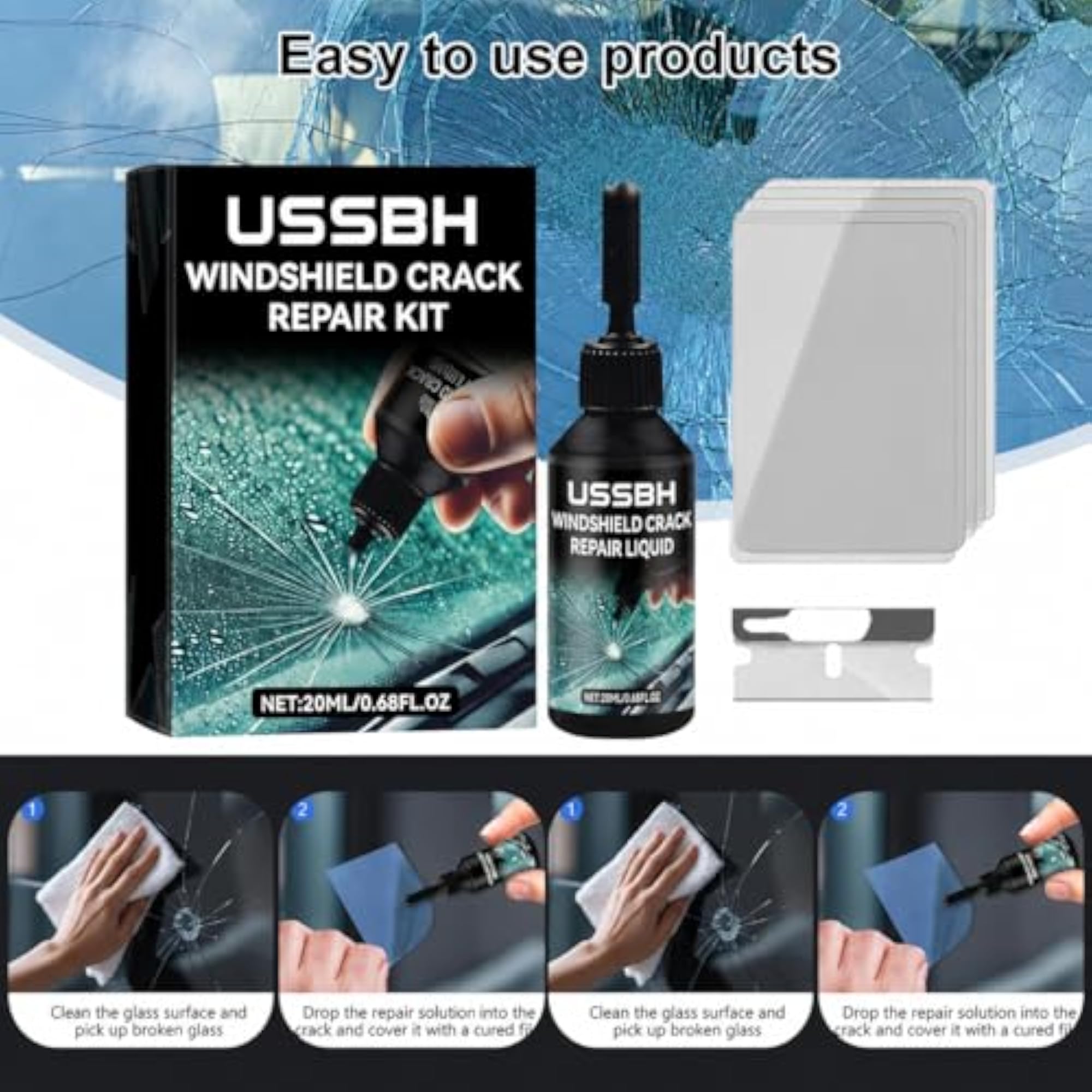 Car Windshield Crack Repair Kit, Quick Fix Tool