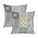 LINGF Niebieski zestaw 2 poszewek na poduszkę ozdobną kolekcja płytek ceramicznych w kolorze niebieskim i szarym poszewka na poduszkę do salonu sofa kanapa dekoracja ukryty zamek błyskawiczny