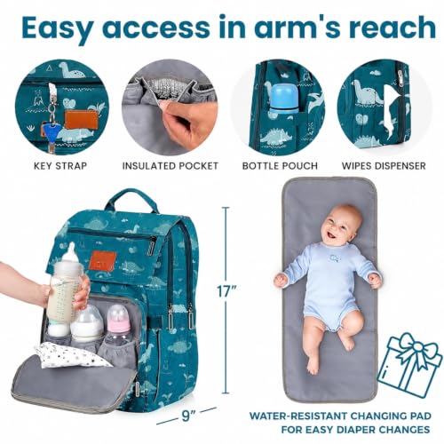 Image of Winnies Diaper Bag with Changing Station & Foldable Bassinet Diaper Backpack for Mom Travel Waterproof with Insulated Bottle Pockets Newborn Baby Bag for Hospital Bag for Delivery Women