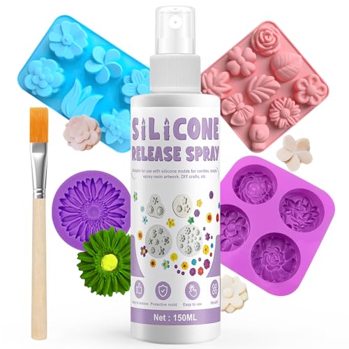 Spray Silicona, Spray Desmoldeante de Resinas Epoxi, Lubricante de Silicona con Cepillo Adecuado Como Agente Desmoldeante, Apto para Jabones, Velas, Moldes de PVC, Madera o Metacrilato, 150ml