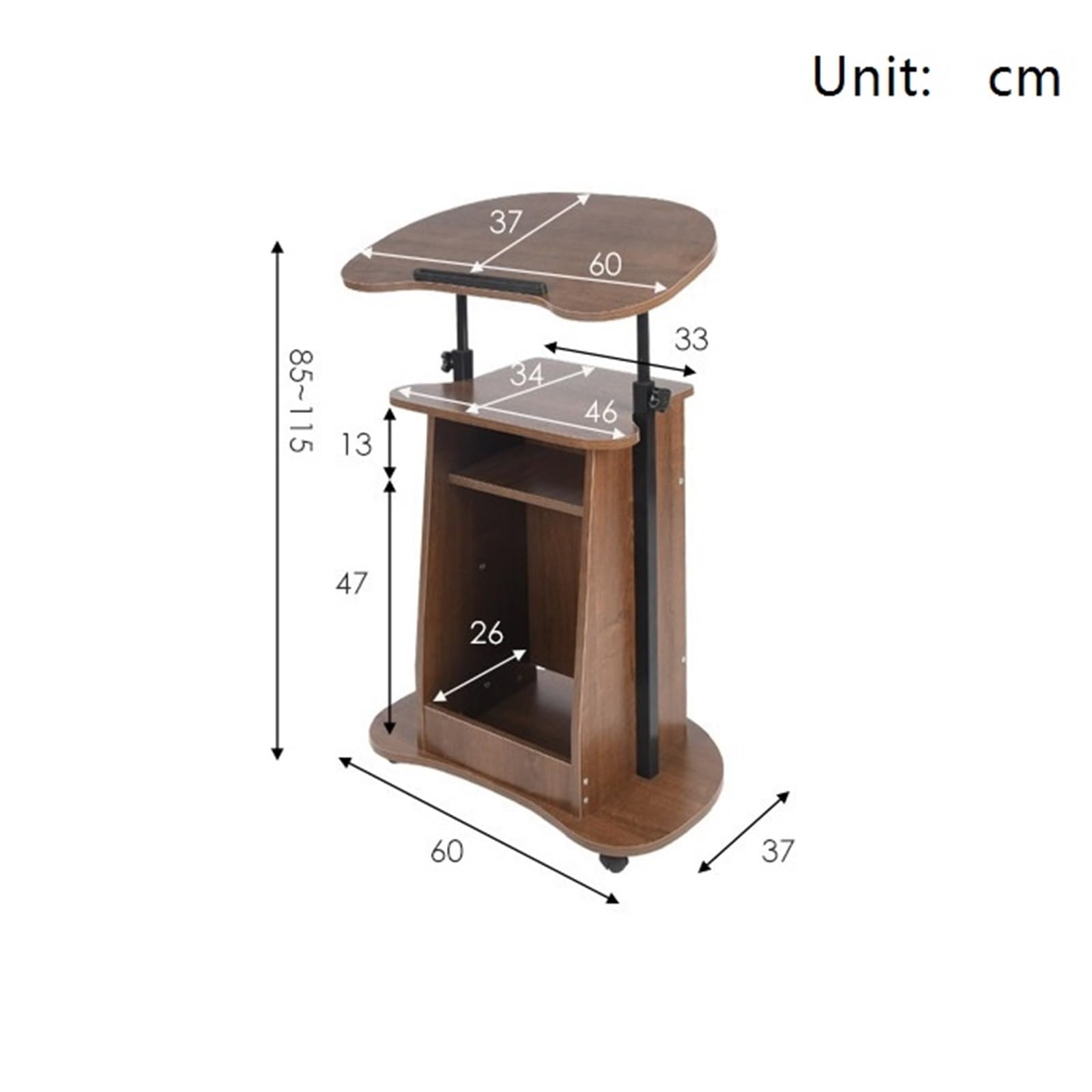 Tribune Podium de Salle Classe pupitre multimédia Table Mobile réglable en Hauteur Debout