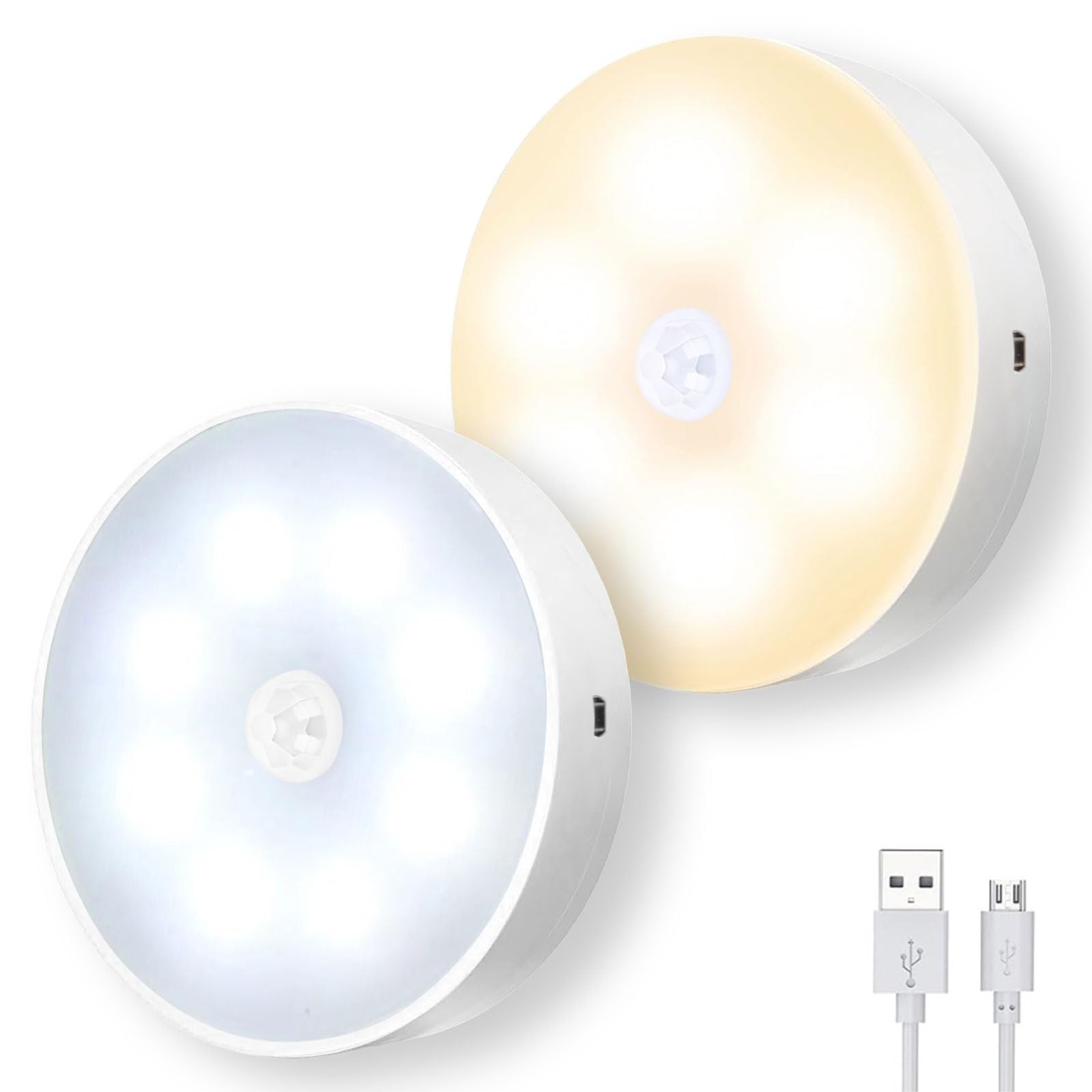 Hyx Warm White Led Rechargeable Motion Sensor Lights, Wireless Stick-On Indoor Lighting, Under Cabinet Closet Light, Battery-Operated For Staircases, Wardrobes, Cabinets, Garages, Kids’ Rooms