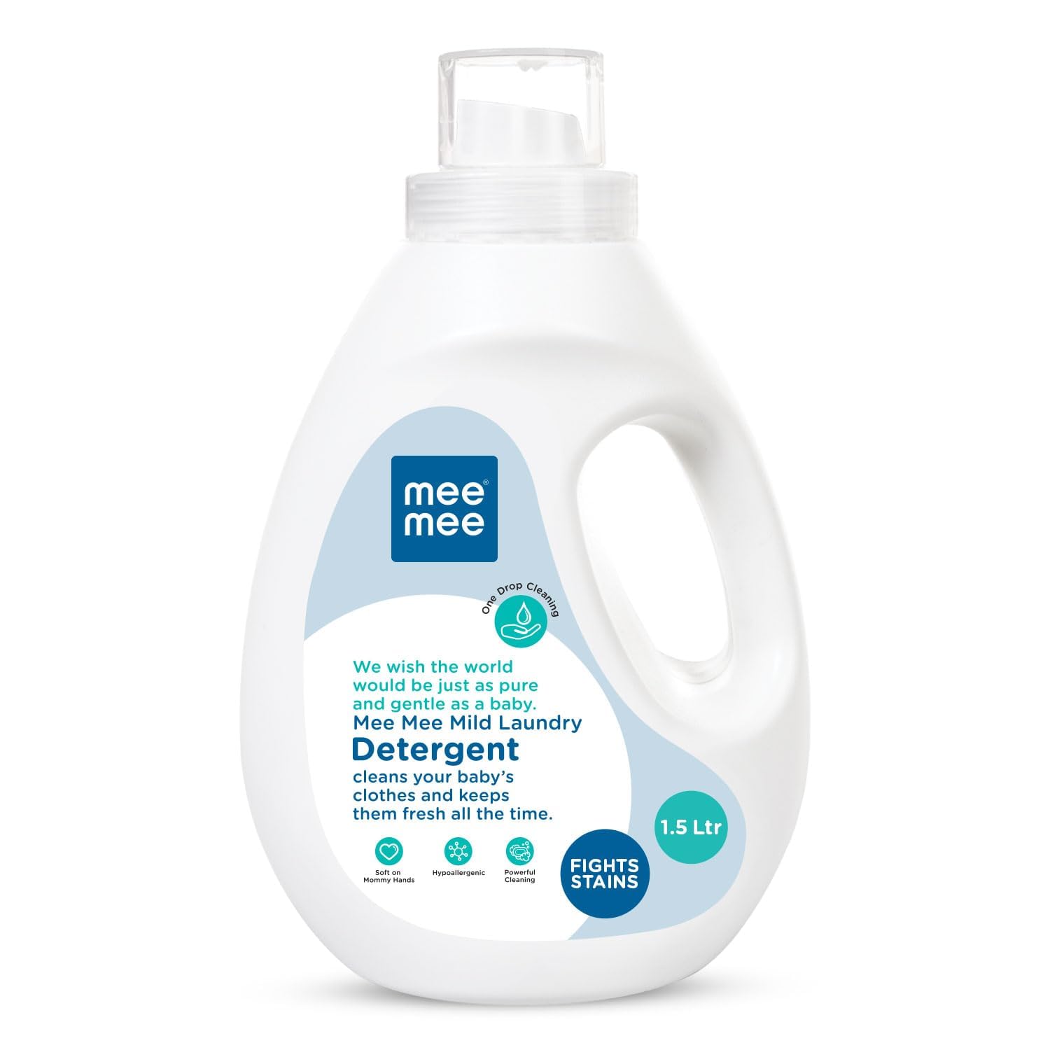 Mee Mee Baby Liquid Detergent 1.5 L | Ph balanced, Free from Harsh Chemicals, Safe for Mother's Hands & Baby's Skin | Anti-Bacterial, Removes Stains & Odor with One Drop, Hypoallergenic