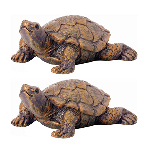 Jualyue Sea Turtle Figurine 2Pcs Miniature Realistic Resin Cute Landscaping Turtle Statue Simulation...