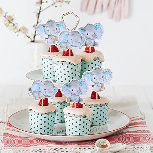 Zhuoweism 36 Pcs Blue Elephant Cupcake Toppers It'S A Boy Baby Shower Cupcake Picks For Elephant Theme Gender Reveal Baby Shower Kids Boys Birthday Party Cake Decorations Supplies thumb #3