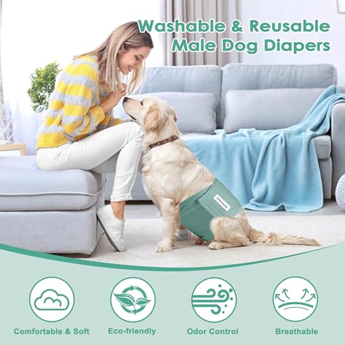 Image of 5 Pack Dog Diapers Male Reusable Belly Bands Washable for Large Male Dogs, High Absorbency for Puppy & Doggy, Size XL