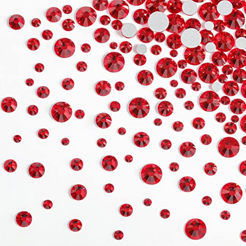 Image of Beadsland Rhinestones for Makeup,8 Sizes 2500pcs Light Red Flatback Rhinestones Face Gems for Nails Crafts with Tweezers and Wax Pencil,Light Siam,SS4-SS30