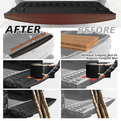 Image of TripleAliners Truck Mat Compatible with 2017-2022 Ford Super Duty F250 /F350 /F450 Accessories, Tailgate Mat Custom Fit All Weather Protection Pickup Liner, w /Tailgate Cap Protector