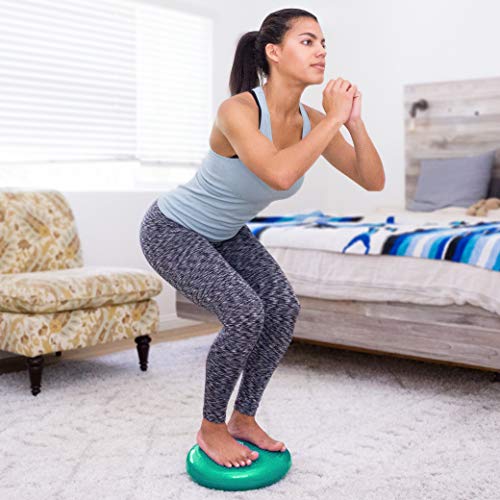 Image of ProsourceFit Core Balance Disc Trainer, 14 inch Diameter with Pump for Fitness, Balance Training, or Seating; Wobble Board for Core Stability; Flexible Floor Cushions