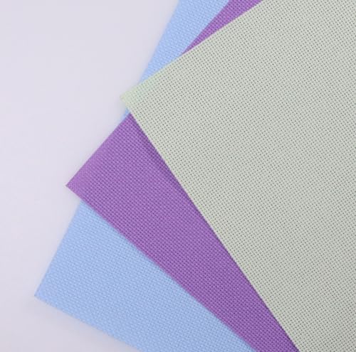 Image of KCS 3 pc of 15 inch x 18 inch(38cmx45cm) Counted Cross Stitch Cotton Aida Cloth Needlework Rolled Fabric Box,18CT,Light Green+Lavender+Light Blue