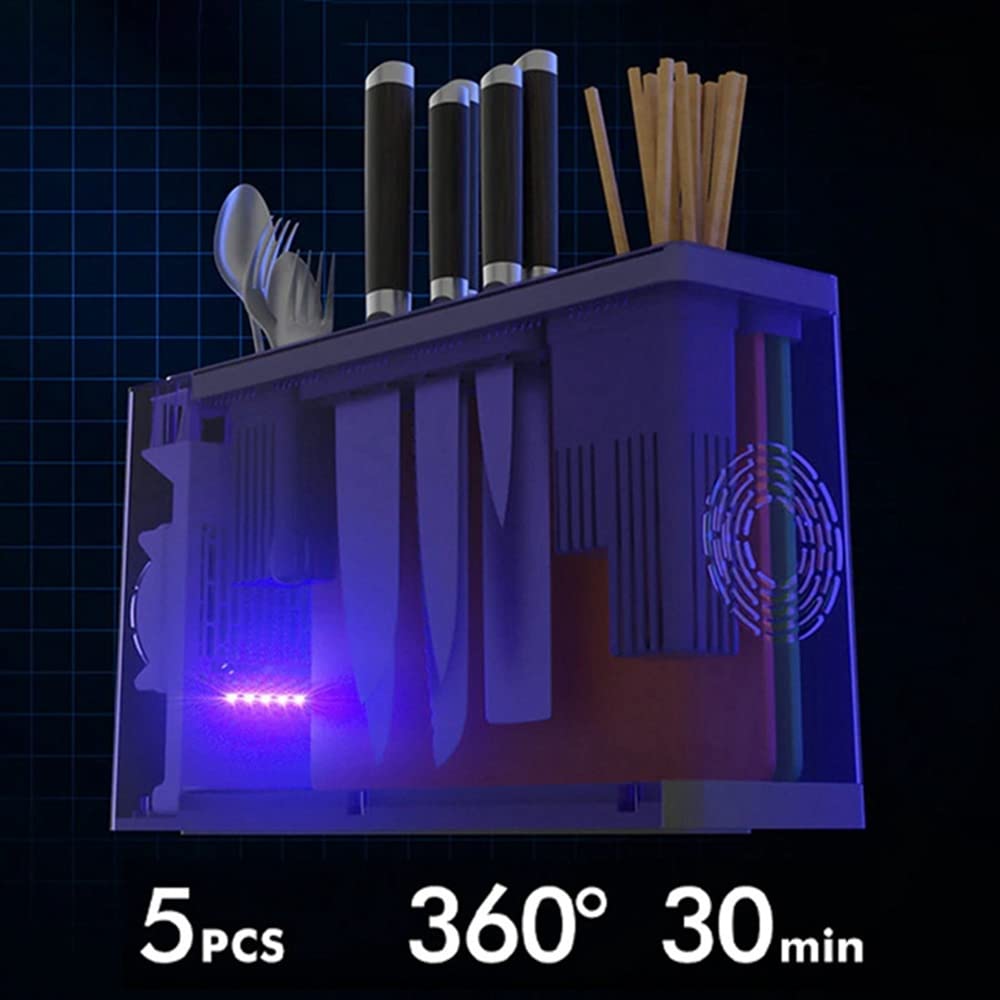 UV Desinfecting Chopstick Cuchillo Desinfección Almacenamiento Holder con Dos Tabla de Cortar Cocina -A