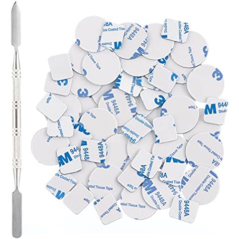 Allwon 56Pcs Metal Stickers for Magnetic Palette Empty Eyeshadow Makeup Palette + Depotting Spatula (28Pcs Round + 28Pcs Square) Cover