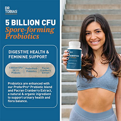 Dr. Tobias Probiotics For Women, 5 Billion Cfus With Cranberry Extract For Feminine Support, Gut Health & Urinary Tract Health For Women, Prebiotics And Probiotics For Women, 60 Capsules, 30 Servings #TOP1