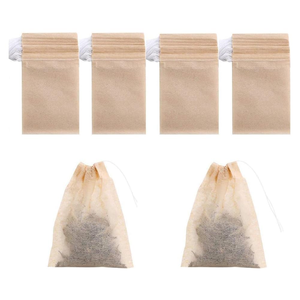 CTRLZS 400 Pack Disposable Tea Filter Bags Empty Tea Infuser Sachets with Drawstring for Loose Tea