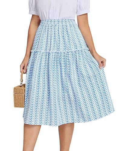 Belle Poque Women Floral Skirt High Waisted Midi Skirt Flowy Skirt with Pockets3