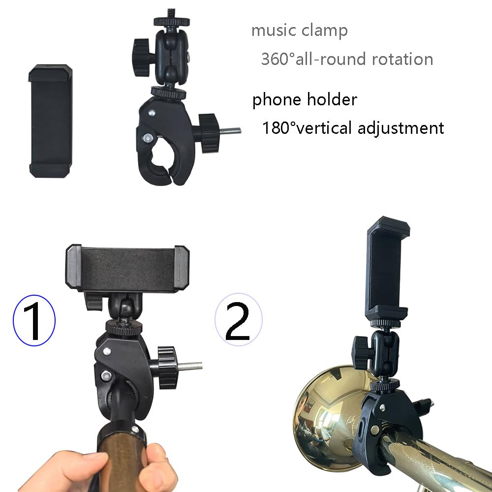 TAFALAA Adjustable Trumpet Phone Lyre Phone Holder for Marching Band Military Trumpet Cornet Trombone Clarinet Oboe? 0.63-1.7inch adjutable?