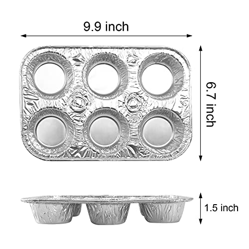 Rtudopuyt 15 Pc Disposable Muffin Tins, 6-Cup Cupcake Aluminum Pans, Favorite Cupcake Tin Size For Baking Cupcakes Muffins And Mini Pies - Standard Size #TOP1