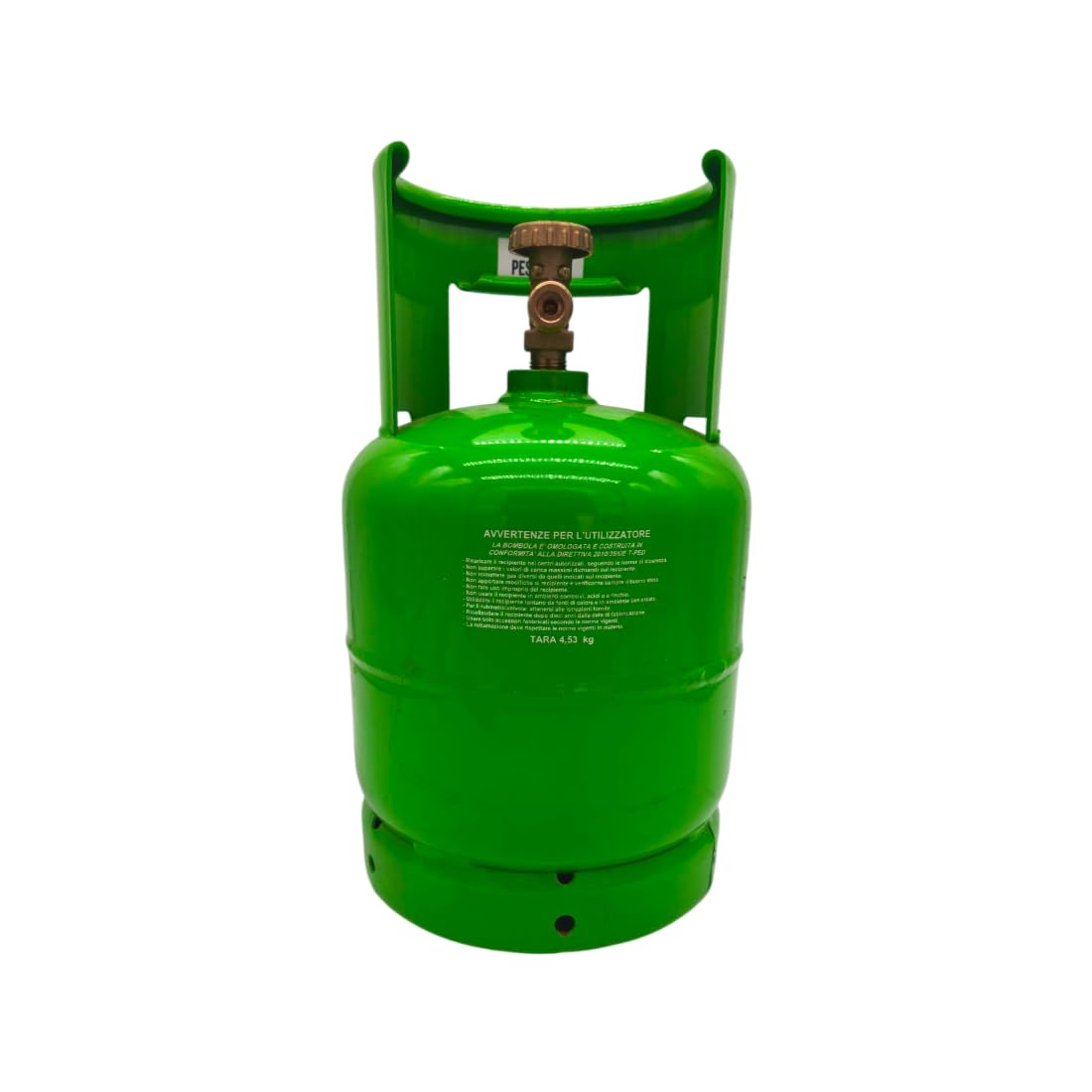 nr° 1 Bombola neutra vuota per stoccaggio gas refrigerante - capacità 7 Lt - completa di valvola monofase (gas) uscita 21,7 x 1/14 destro - Usata quasi nuova