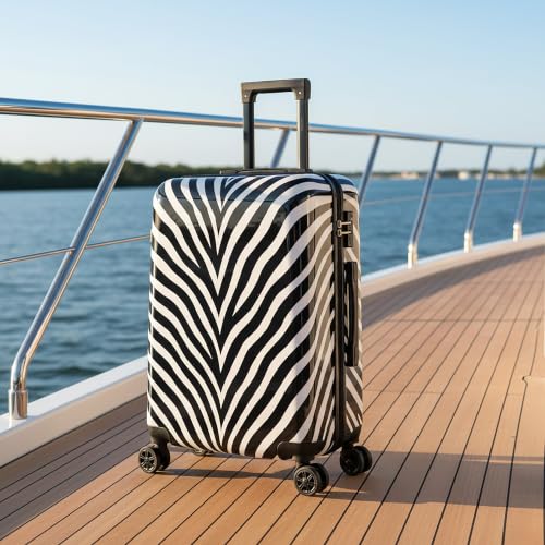 Image of InUSA Zebra Print 24-Inch Hardside Spinner Luggage Lightweight & TSA Lock