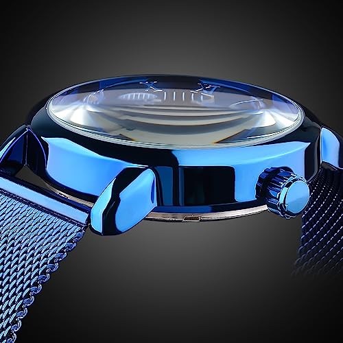 Image of FORSINING Men's Skeleton Watch Steampunk Watch Black Mechanical Watch for Men Minimalist Retro Design Mechanical Skeleton Wrist Watch Transparent