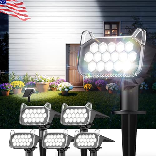WdtPro Solar Spot Lights Outdoor Waterproof, Bright Solar Lights Outdoor with 16 Extra-Large LEDs, 3...