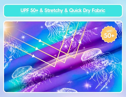 Image of Girls Swimsuit Long Sleeve Rush Guard Bathing Suit Swimwear with Bikini Bottom Sun Protection