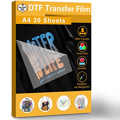 Onemorebuck Dtf Transfer A4 30 Sheets, Matte Clear Pretreat Sheets Pet Heat Transfer Paper For Diy, Direct To Film Print On Any Textile #TOP19