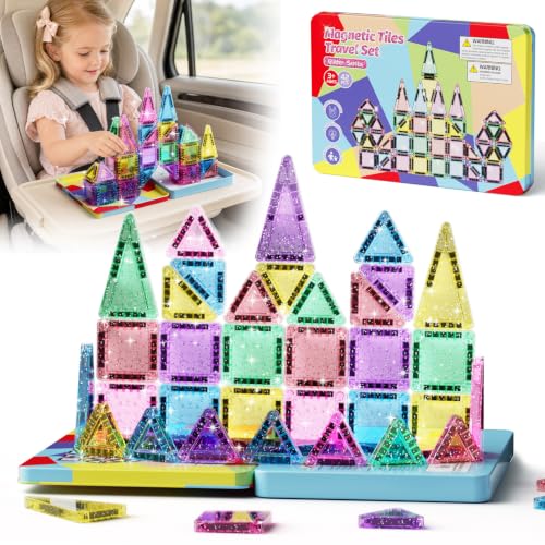 Image of Magnetic Tiles Girls Travel : Macaron Castle Tin 0.99lb 42PCS