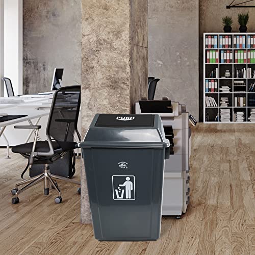 Buyitt 4 Packs Large Garbage Bin With Lid, Plastic Kitchen Waste Bin, 13 Gallon, Grey #TOP4