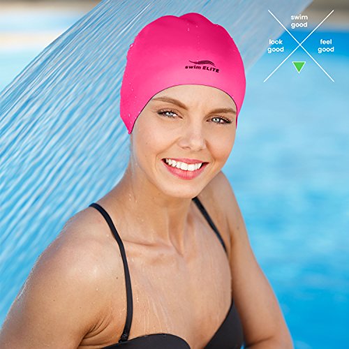 Swim Elite PINKPURPLE Reversible Silicone Swim Cap thumb #1