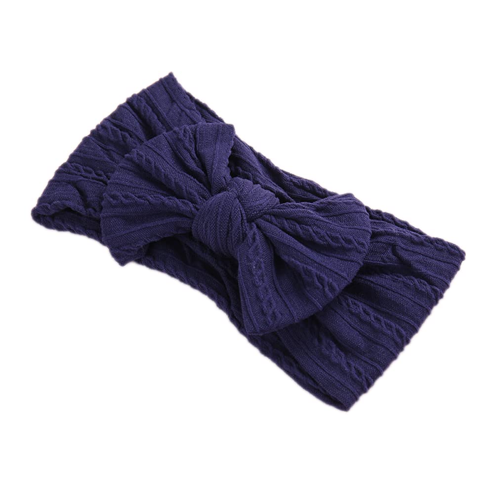 Anevous 1 x Baby Turban Headband, Baby Nylon Headbands, Soft Bow Headwear, Elastic Hair Bands for Newborns Toddlers, Navy Blue