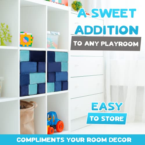 Image of The Original Premium Plush Building Block for Kids - Certified Safe Foam Blocks in Luxuriously Soft Fabric Covers (Ocean, Blocks)