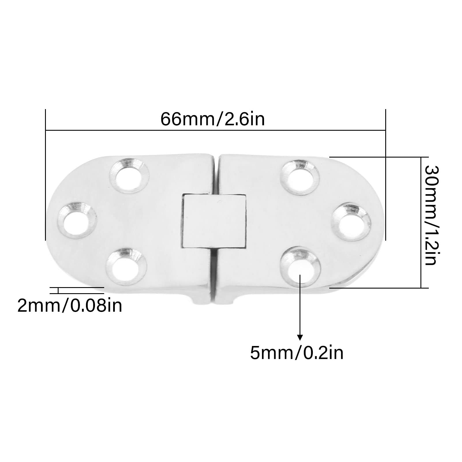 2 Stück Ovale Klappscharniere,Tischklappenscharnier,180 Grad Scharniere Klappbar Runde Klappscharnier 66 x 30 mm Edelstahl Schwere Selbsttragende Klapptisch Scharniere für Boot, Wohnmobil, Türfenster