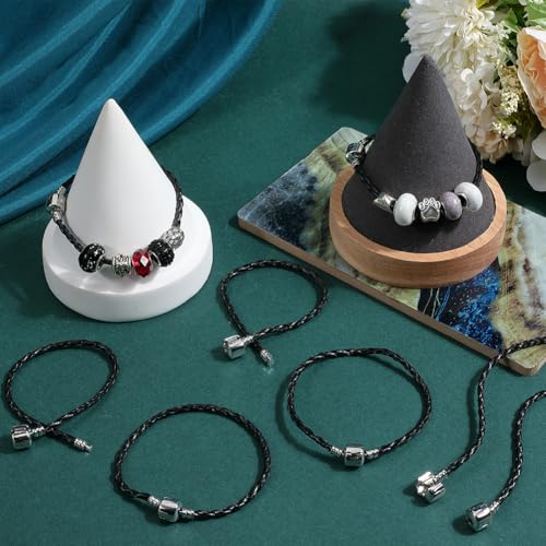 Pulsera trenzada de cuero sintético de PU con resistente cierre de cadena extendida 5