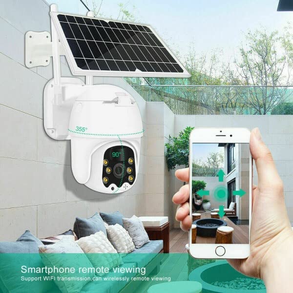 Trade Shop - Telecamera Esterna Full HD 1080p 5.0mp Ptz Wireless con Pannello Solare WiFi