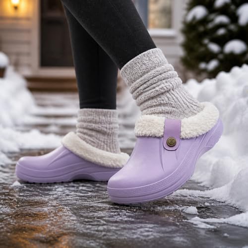 Image of Beslip Fur Lined Clogs for Women & Men Fuzzy Slippers with Memory Foam