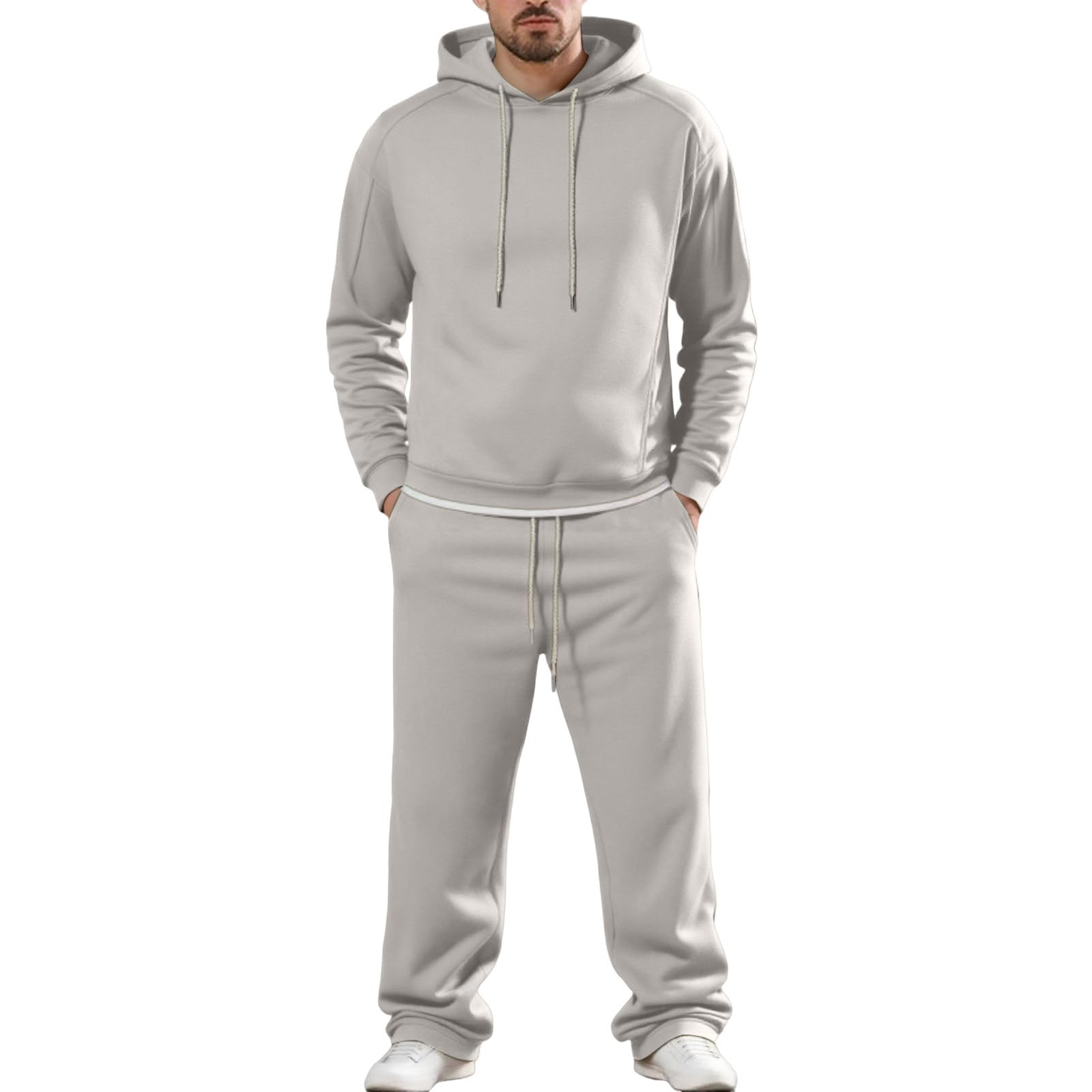 Generisch Tuta sportiva da uomo, da jogging, da donna, 2 pezzi, con cappuccio e hsoe, per il tempo libero, comoda, tuta da fitness, casual, a maniche lunghe, da jogging, in cotone