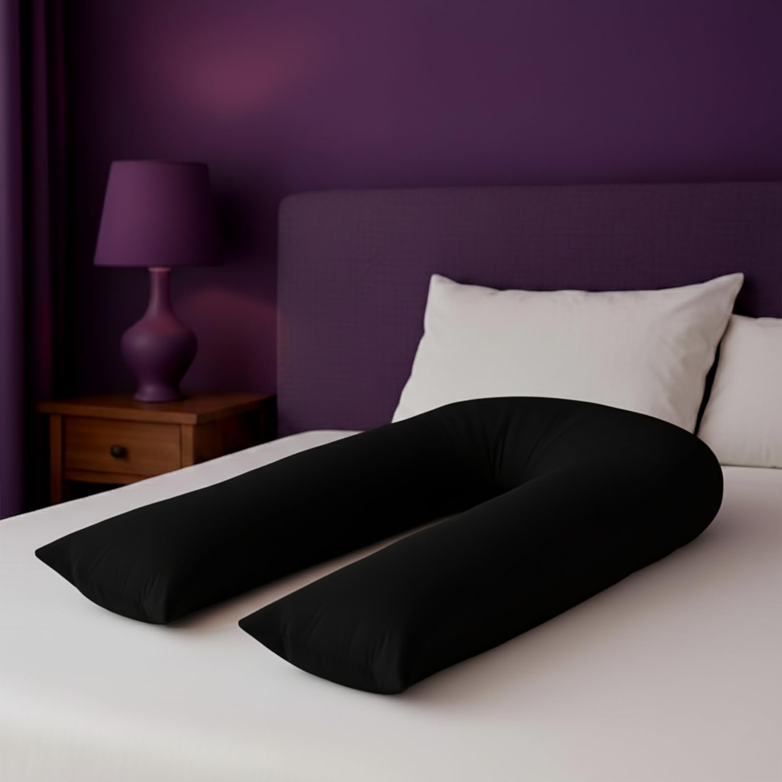 adsin 9ft U Shaped Pregnancy Pillow(Black, 9 Feet), Comfortable Maternity Pillow, Orthopedic Back & Neck Nursing Support Cuddly Long Pillow, Full Body Pillow for Back, Hips & Legs of Pregnant Women.