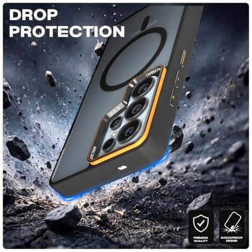 Image of Pikkme Back Cover for Samsung S26 Ultra 5G | Shockproof | Mag-Safe Compatible | Hard Transparent Back | Premium Raised Camera Protection | Bumper Case (Black Mag-Safe)