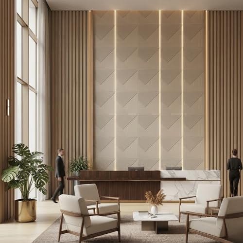 Image of Kayra Decor 3D Wall Panel - PVC Fluted Design, White Tail Color 19.7 inch x 19.7 inch (Pack of 18) - Covers 48.51 Sq. Ft.
