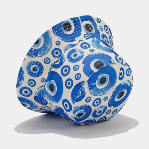 Image of Quanhaigou Bucket Hat for Men Women,Packable Reversible Printed Sun Hats,Fisherman Outdoor Summer Travel Hiking Beach Caps (White Eyes)